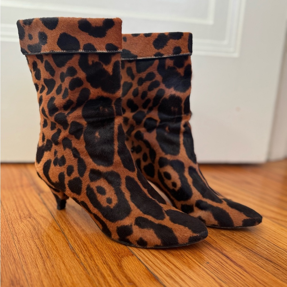 Tamara Mellon Brown Leopard Heeled Boots